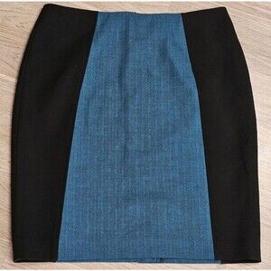 HALOGEN Pencil Skirt Size 10 Petite Black & Teal NWT Office Color-block